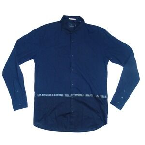 Scotch & Soda Mens Navy Blue Stripe Long Sleeve Button Down Shirt Large Regular